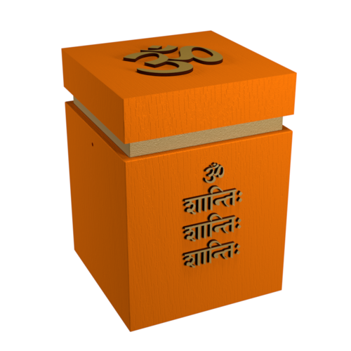 Urne Buddhismus Hinduismus Om Shanti auf Sanskrit, orange/gold