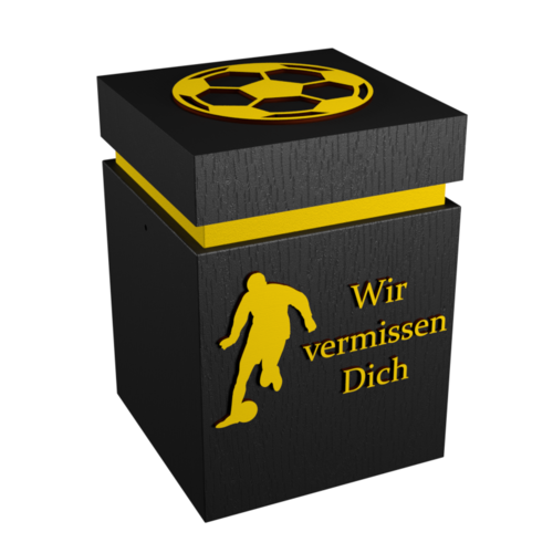 Fußball-Urne schwarz/gelb "Wir vermissen Dich"