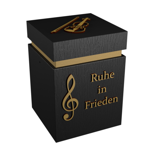 Musik-Urne Violine schwarz/gold "Ruhe in Frieden"