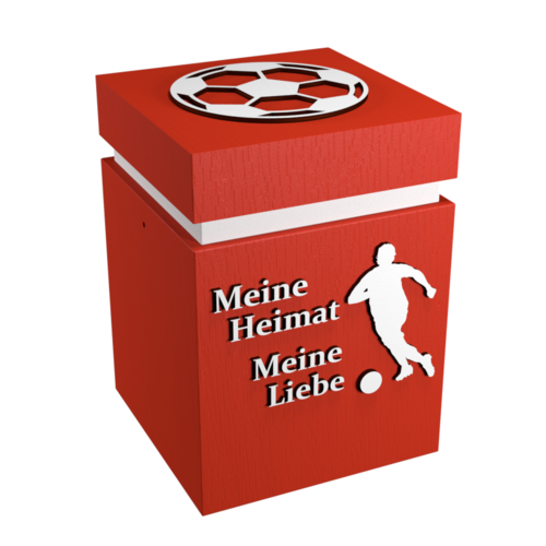 Fußball-Urne hellrot/weiß "Meine Heimat Meine Liebe"